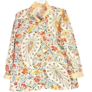 Cherry Betty Boutique  LARGE Women's Floral Ruffle Neck Long Sleeve Blouse